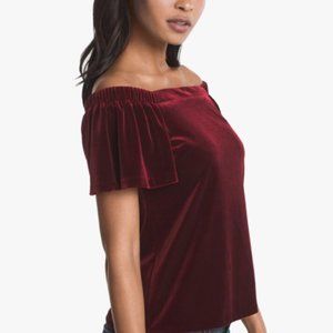 WHBM Off the shoulder velvet top